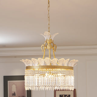French Baroque Crystal Brass Chain Hanging Chandelier Fixture | Viremont
