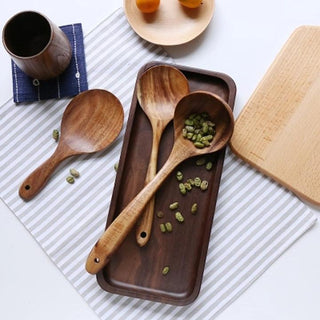 Natural Wooden Kitchen Utensil Set with Holder | Orivexa