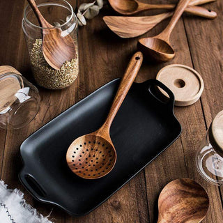 Natural Wooden Kitchen Utensil Set with Holder | Orivexa