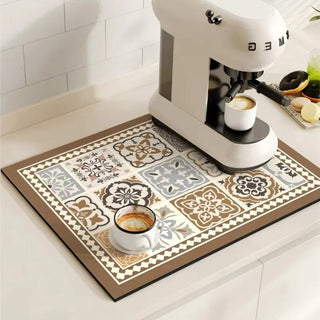 Decorative Non-Slip Dish Drying Kitchen Mat | Whitaker