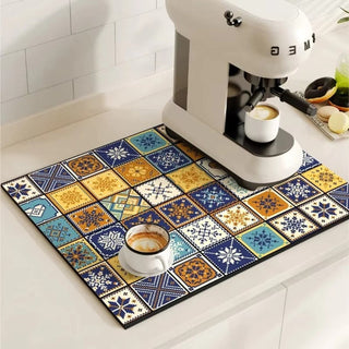 Decorative Non-Slip Dish Drying Kitchen Mat | Whitaker