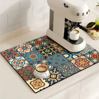 Decorative Non-Slip Dish Drying Kitchen Mat | Whitaker