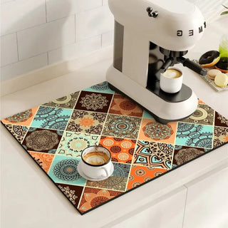 Decorative Non-Slip Dish Drying Kitchen Mat | Whitaker