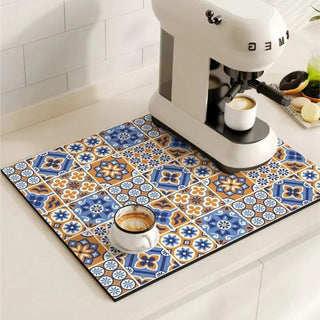 Decorative Non-Slip Dish Drying Kitchen Mat | Whitaker