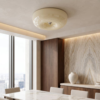 Cream Glass Flush Mount Ceiling Light Fixture | Solvierre
