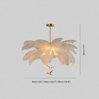 Luxury Ostrich Feather Pendant Chandelier Light Fixture | Aveloria