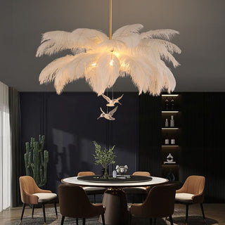 Luxury Ostrich Feather Pendant Chandelier Light Fixture | Aveloria