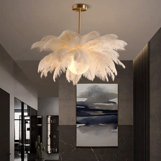 Luxury Ostrich Feather Pendant Chandelier Light Fixture | Aveloria