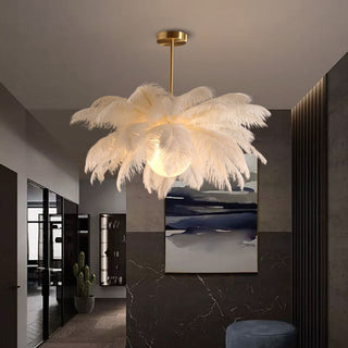 Luxury Ostrich Feather Pendant Chandelier Light Fixture | Aveloria