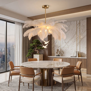Luxury Ostrich Feather Pendant Chandelier Light Fixture | Aveloria