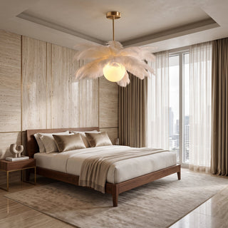 Luxury Ostrich Feather Pendant Chandelier Light Fixture | Aveloria