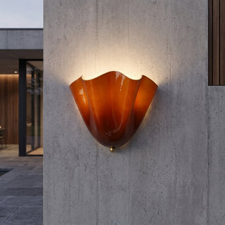 Vintage Amber Glass Shell Wall Sconce Light | Veralume