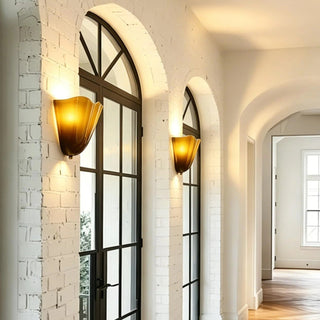 Vintage Amber Glass Shell Wall Sconce Light | Veralume