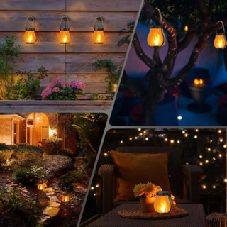 Waterproof Solar Lantern Lights for Outdoor Garden Patio Decor with Flame Effect | Gardner
