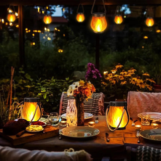 Waterproof Solar Lantern Lights for Outdoor Garden Patio Decor with Flame Effect | Gardner