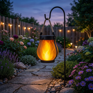 Waterproof Solar Lantern Lights for Outdoor Garden Patio Decor with Flame Effect | Gardner