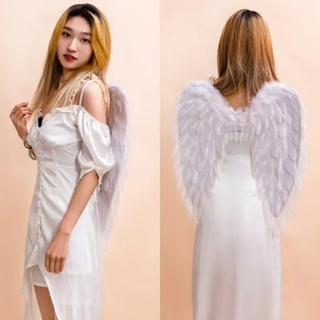 Feathered Angel Wings Halloween Cosplay Costume Accessory | Blackburn