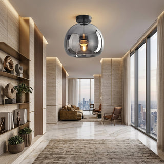 Amber Glass Globe Flush Mount Ceiling Light | Ashcroft