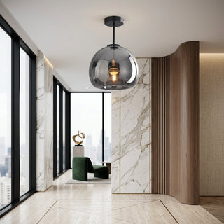Amber Glass Globe Flush Mount Ceiling Light | Ashcroft