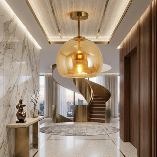 Amber Glass Globe Flush Mount Ceiling Light | Ashcroft