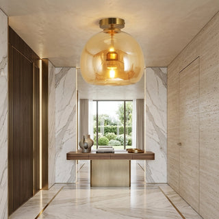 Amber Glass Globe Flush Mount Ceiling Light | Ashcroft