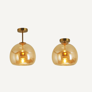 Amber Glass Globe Flush Mount Ceiling Light | Ashcroft