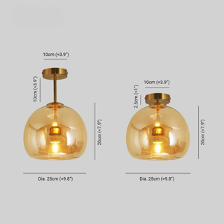 Amber Glass Globe Flush Mount Ceiling Light | Ashcroft