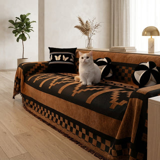 Geometric Fringed Non Slip Sofa Cover Living Room | Webster