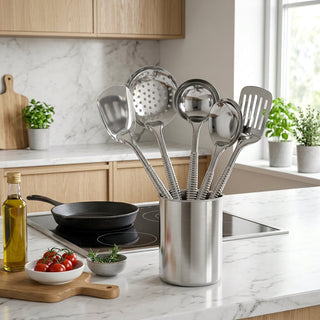 Stainless Steel Ergonomic Handle Kitchen Utensil Set | Wheeler
