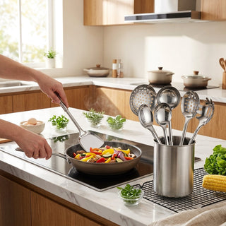 Stainless Steel Ergonomic Handle Kitchen Utensil Set | Wheeler