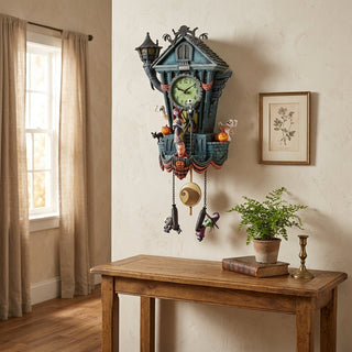 Gothic Resin Clock Pendant With Staring Figure For Decorative Halloween Display | Grantley