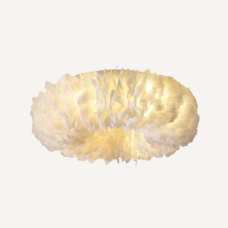 Nordic White Feather Bedroom Flush Mount Ceiling Light | Elowenna