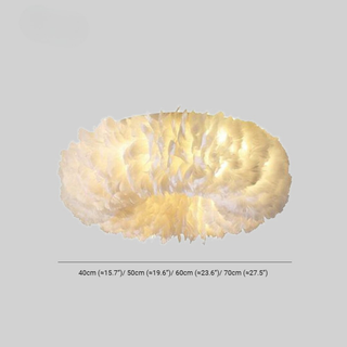 Nordic White Feather Bedroom Flush Mount Ceiling Light | Elowenna