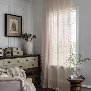 Boho Geometric Fringed Light Filtering Sheer Curtain | Clayton