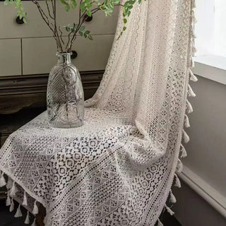 Boho Geometric Fringed Light Filtering Sheer Curtain | Clayton