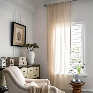 Boho Geometric Fringed Light Filtering Sheer Curtain | Clayton