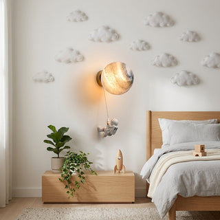 Astronaut Moon Kids Bedroom LED Wall Light | Rockwell