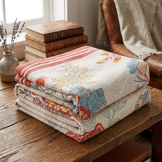 Floral Reversible Throw Blanket for Bed Sofa | Ashmore