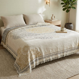 Reversible Boho Throw Blanket Decorative Fringes | Willoughby