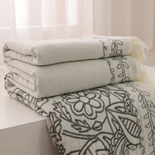 Reversible Boho Throw Blanket Decorative Fringes | Willoughby