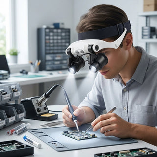 Hands Free Magnifying Headset With LED Illumination And Interchangeable Magnification Lenses For Detailed Tasks | Kerrigan