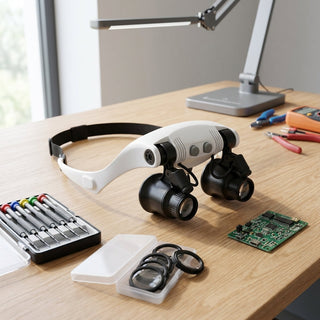 Hands Free Magnifying Headset With LED Illumination And Interchangeable Magnification Lenses For Detailed Tasks | Kerrigan
