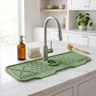 Silicone Sink Mat Drainage Channels Faucet Area | Wentworth