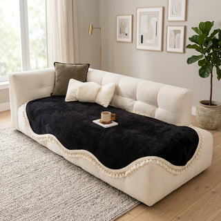 Reversible Chenille Sofa Cover Decorative Fringes Non Slip | Whitford