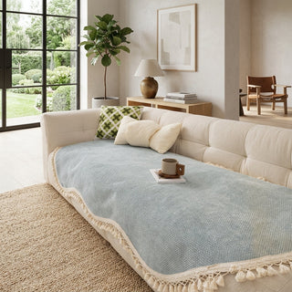Reversible Chenille Sofa Cover Decorative Fringes Non Slip | Whitford