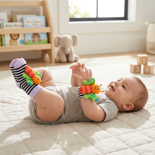 Soft Baby Rattle Socks And Wrist Straps Set With Animal Designs For Infant Sensory Development | Kirkland