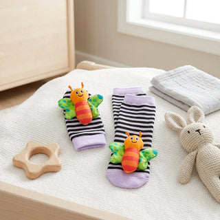 Soft Baby Rattle Socks And Wrist Straps Set With Animal Designs For Infant Sensory Development | Kirkland