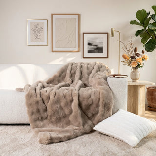 Reversible Soft Fur Effect Blanket Home Decor | Gibson