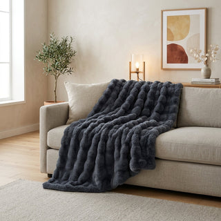Reversible Soft Fur Effect Blanket Home Decor | Gibson