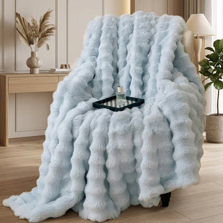 Reversible Soft Fur Effect Blanket Home Decor | Gibson